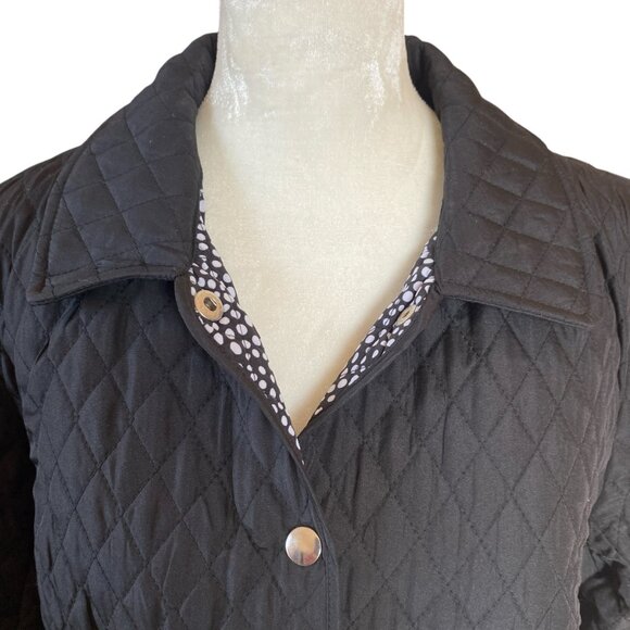 Briggs New York women's M black quilted long sleeve collared snap front jacket - Picture 5 of 11